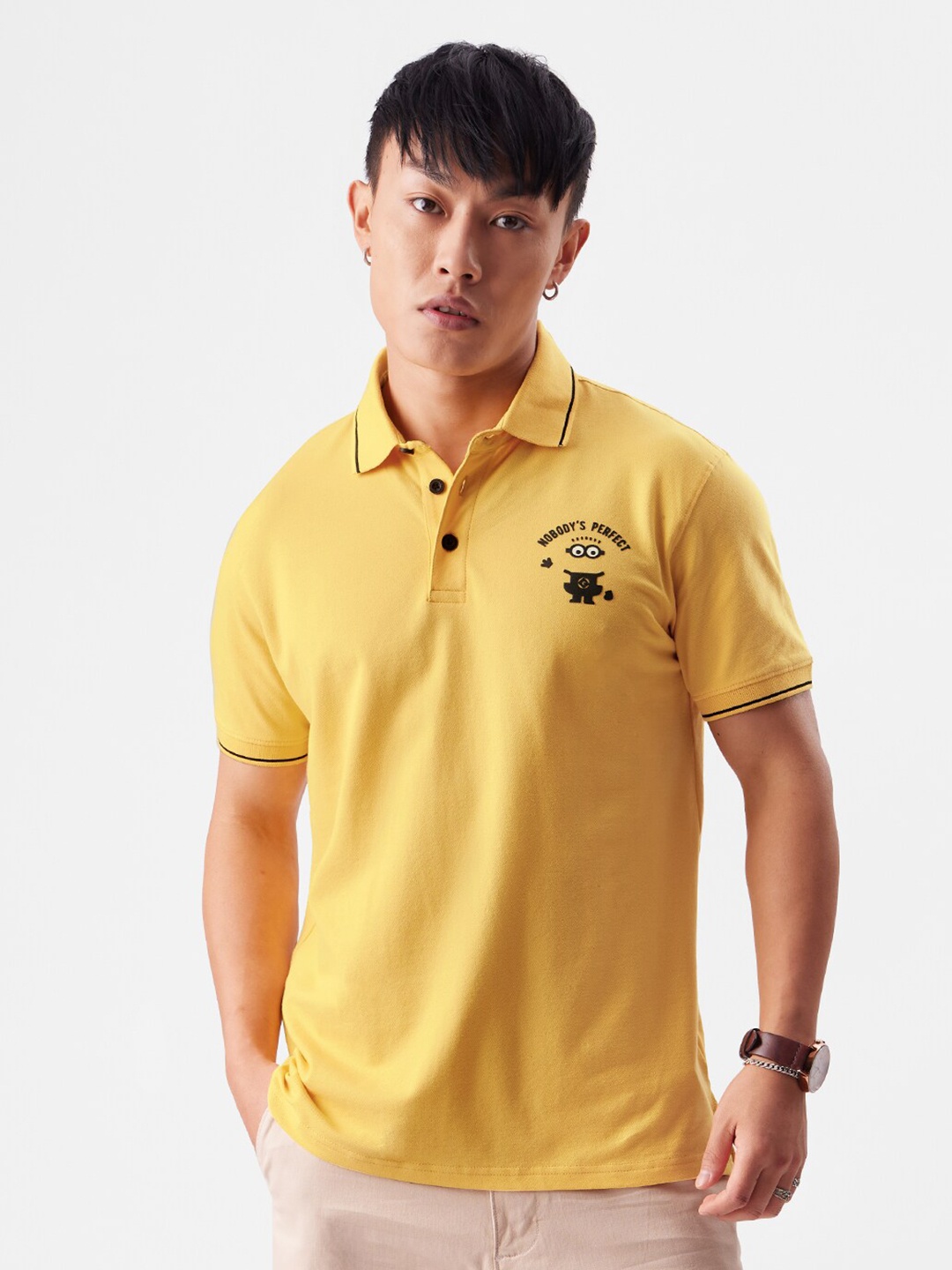 

The Souled Store Yellow Minions Polo Collar Regular Fit T-shirt