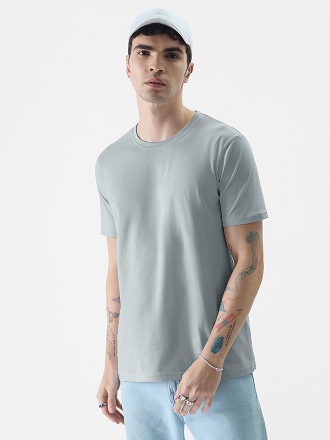 

The Souled Store Grey Round Neck Pure Cotton Casual T-Shirt