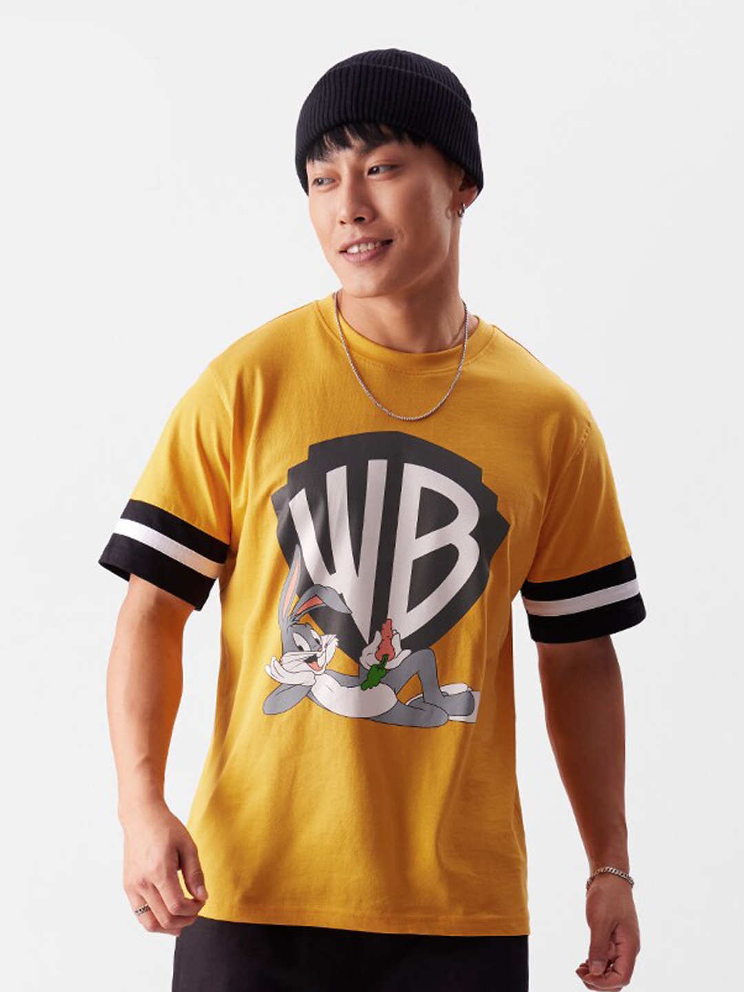 

The Souled Store Mustard Looney Tunes Graphic Printed Pure Cotton Casual T-Shirt