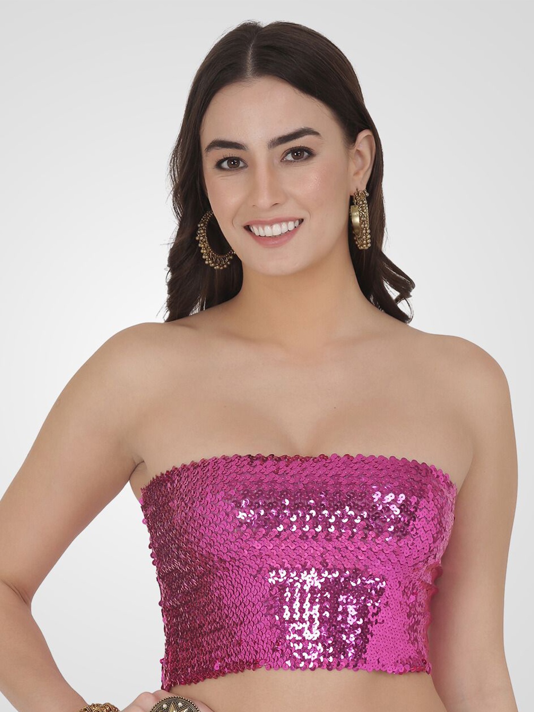 

The Dance Bible Embellished Tube Crop Top, Pink