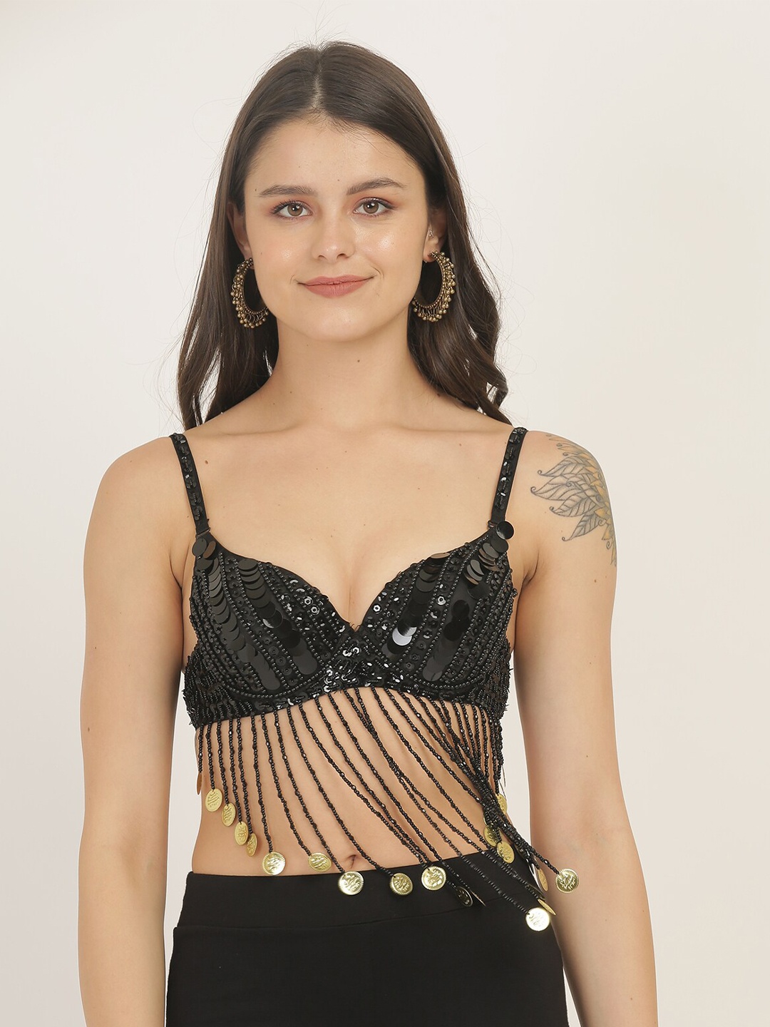 

The Dance Bible Embellished Bralette Crop Top, Black