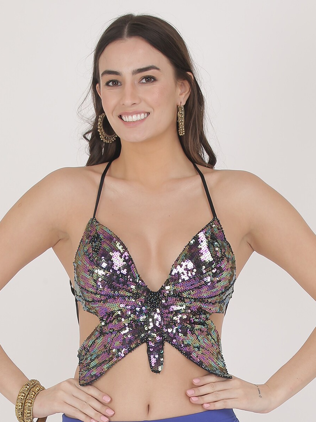 

The Dance Bible Embellished Bralette Crop Top, Purple