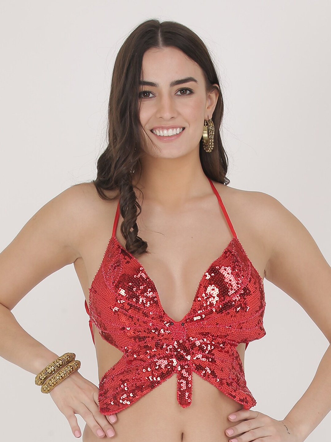 

The Dance Bible Embellished Bralette Crop Top, Red