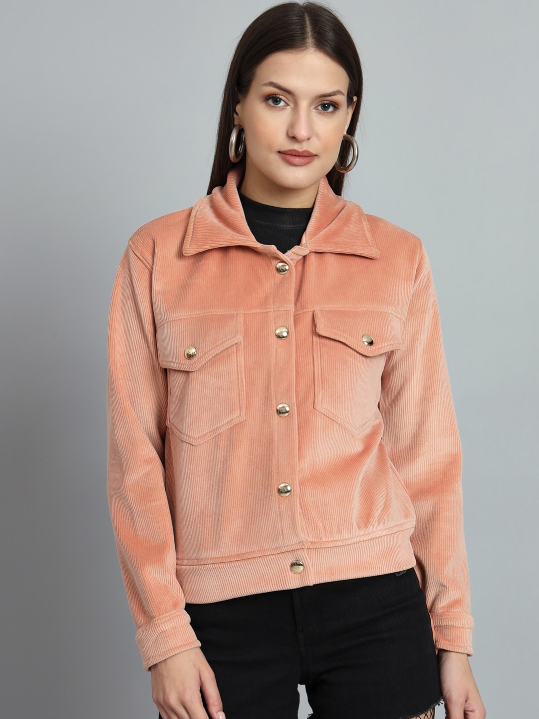 

ANTI CULTURE Corduroy Lightweight Tailored Jacket, Peach