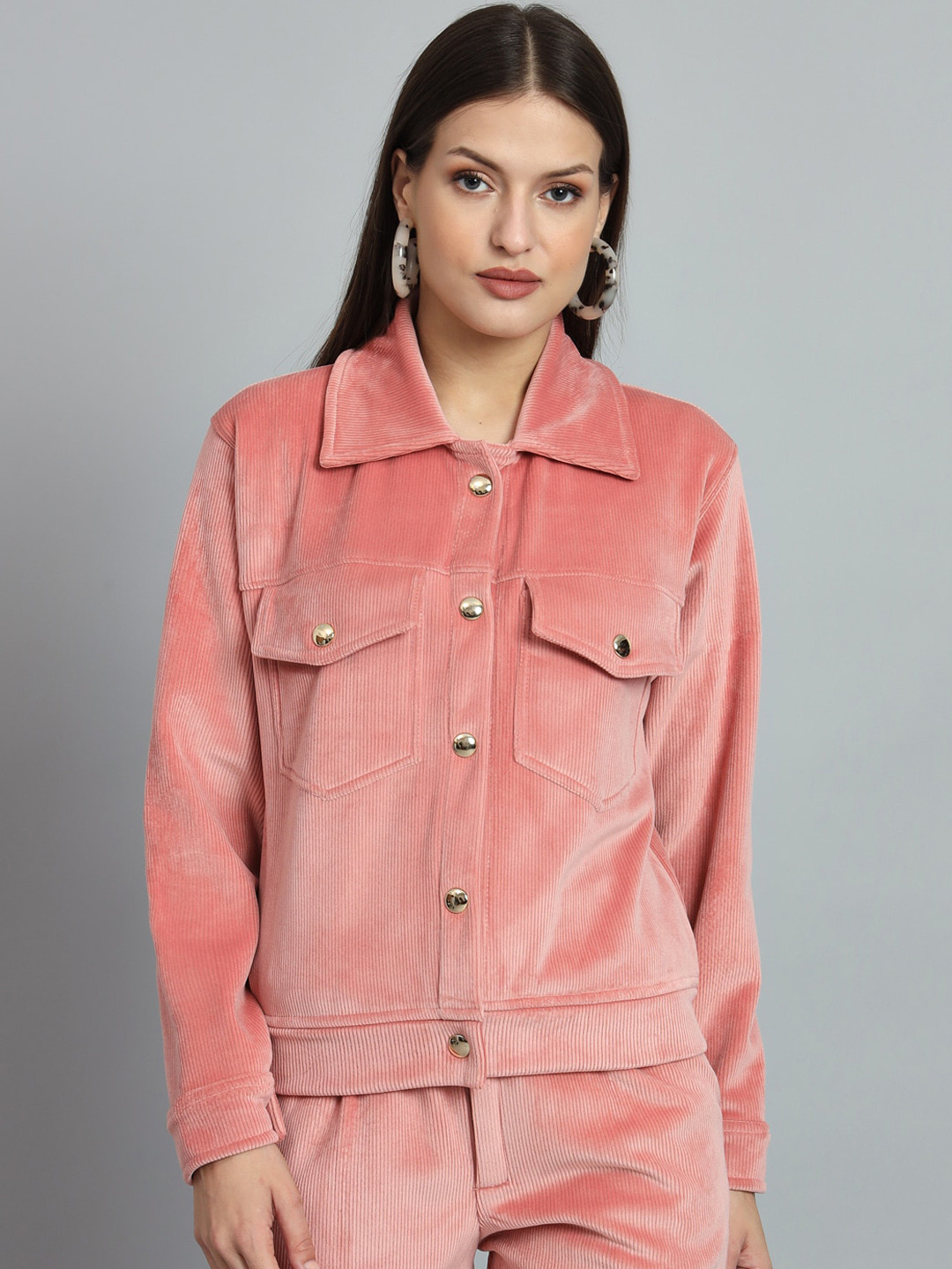 

ANTI CULTURE Corduroy Lightweight Tailored Jacket, Pink