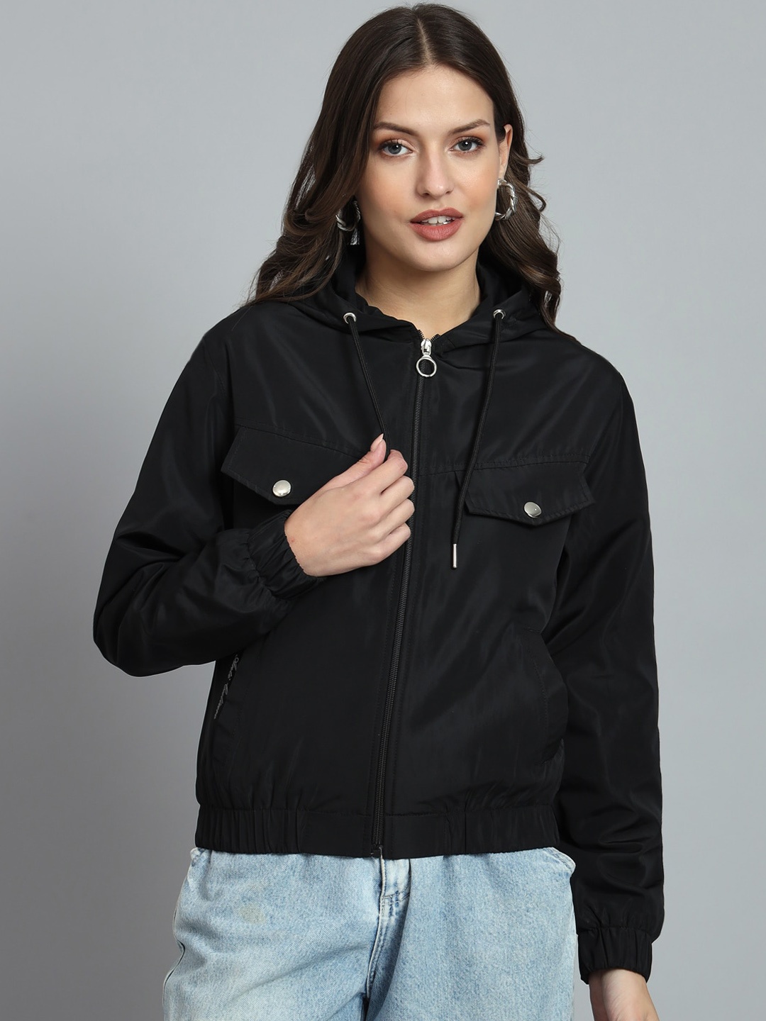 ANTI CULTURE Hooded Water Resistant Rapid-Dry Tailored Jacket, Black
