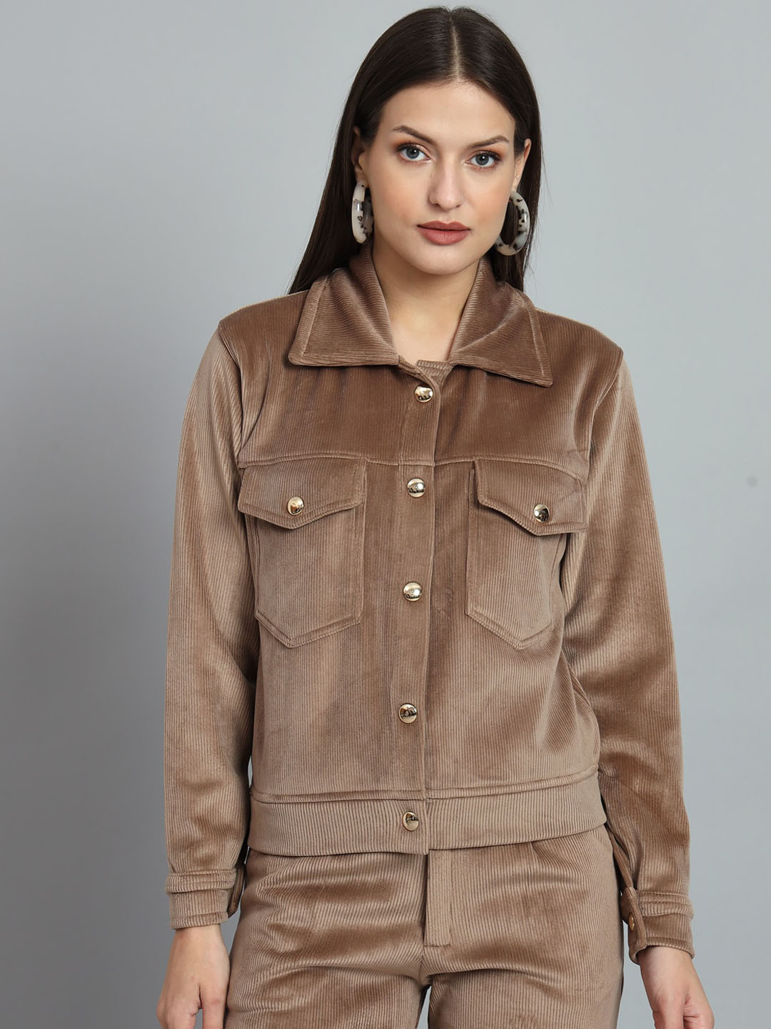 

ANTI CULTURE Corduroy Lightweight Tailored Jacket, Coffee brown