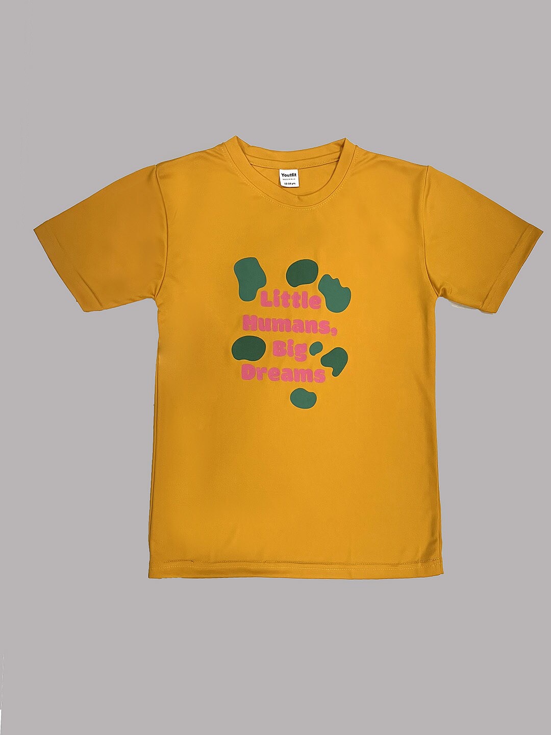

TINY HUG Boys Dri-FIT Typography Printed Slim Fit T-Shirt, Mustard