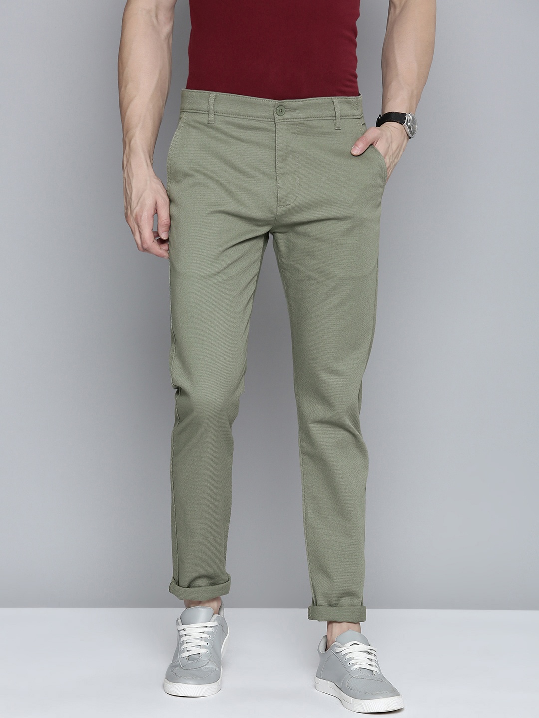 

Levis Men 512 Textured Slim Fit Chino Trousers, Green