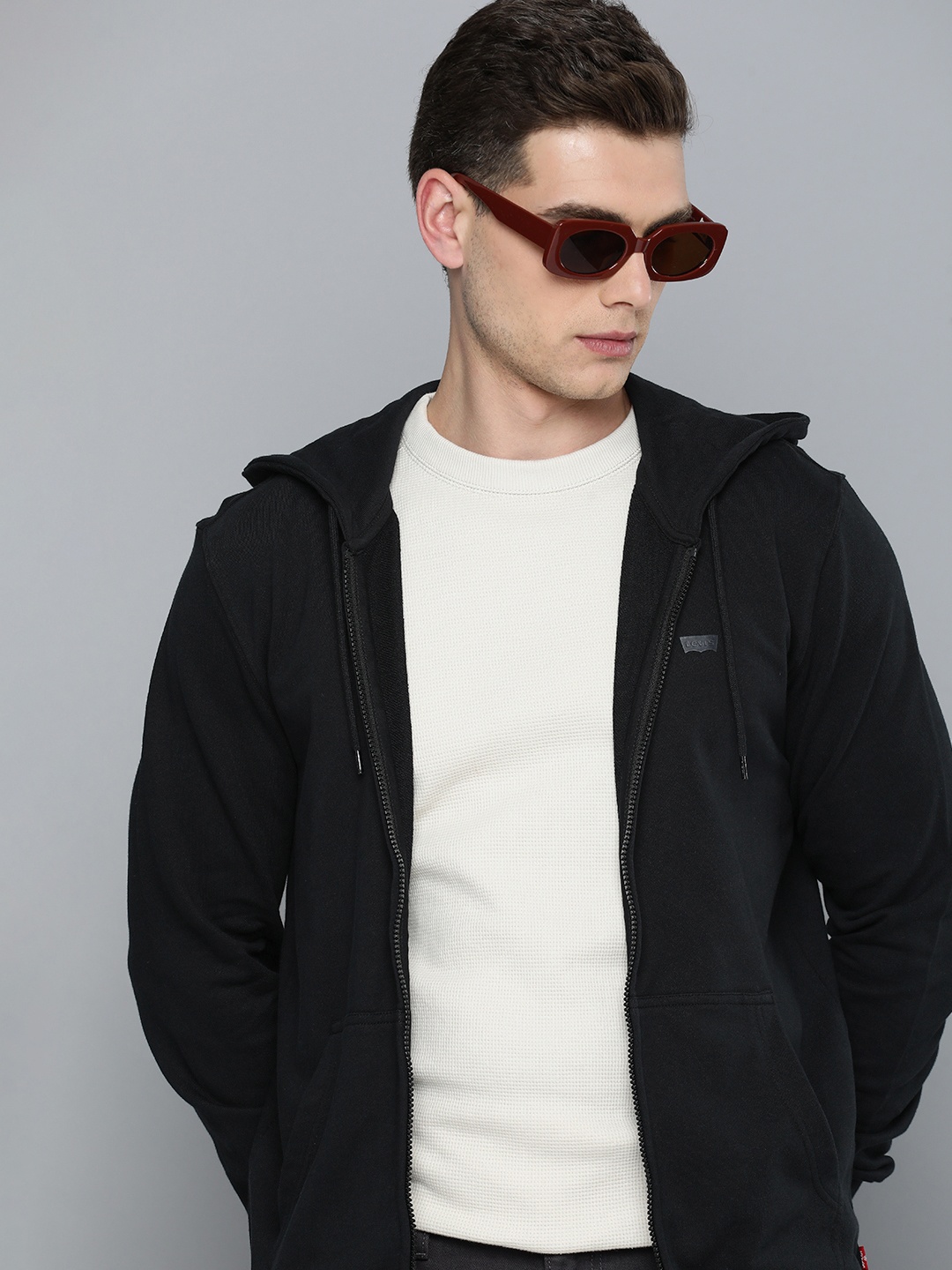 

Levis Men Pure Cotton Hooded Sweatshirt, Black