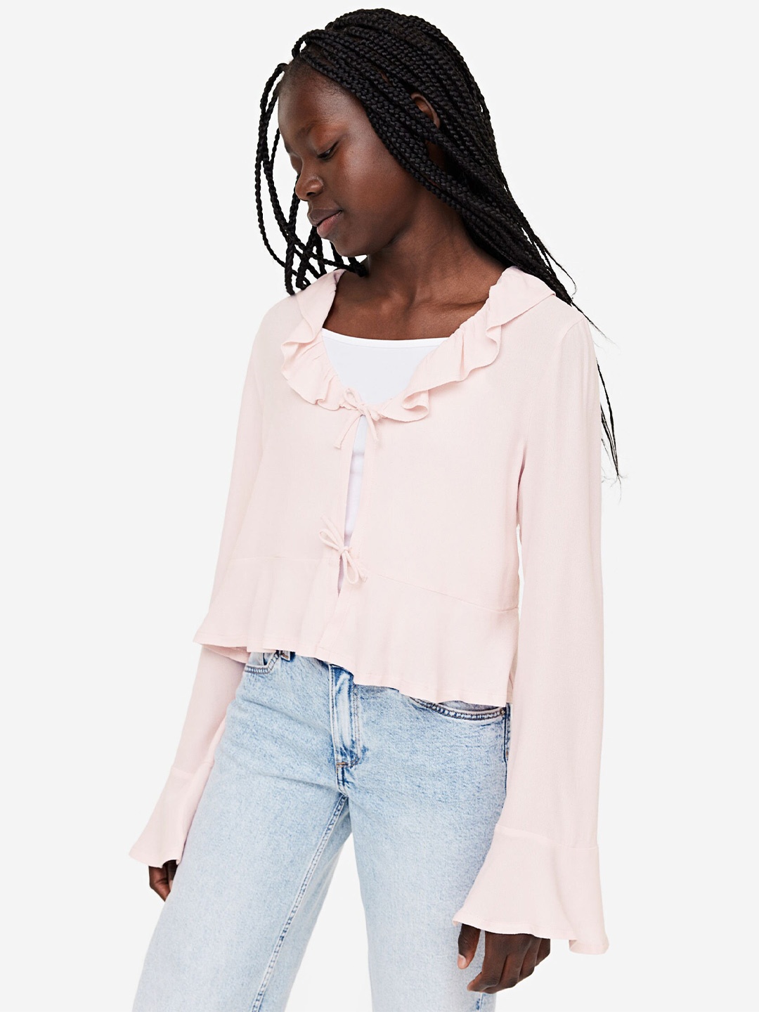 

H&M Girls Tie-Front Blouse, Pink