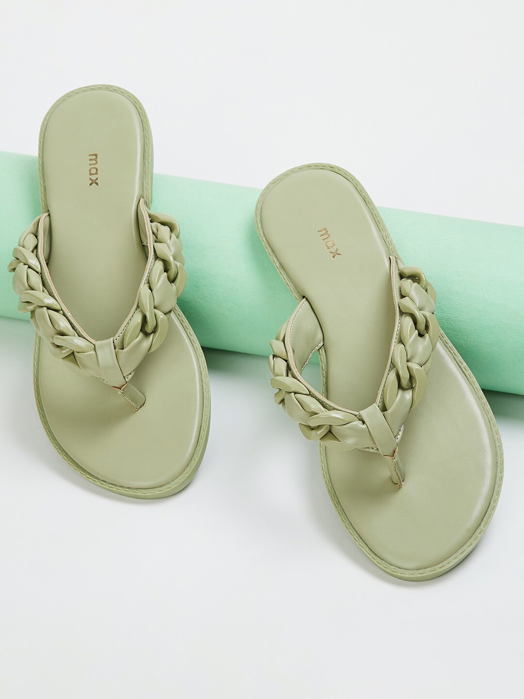 max Embellished Open Toe Flats, Sea green