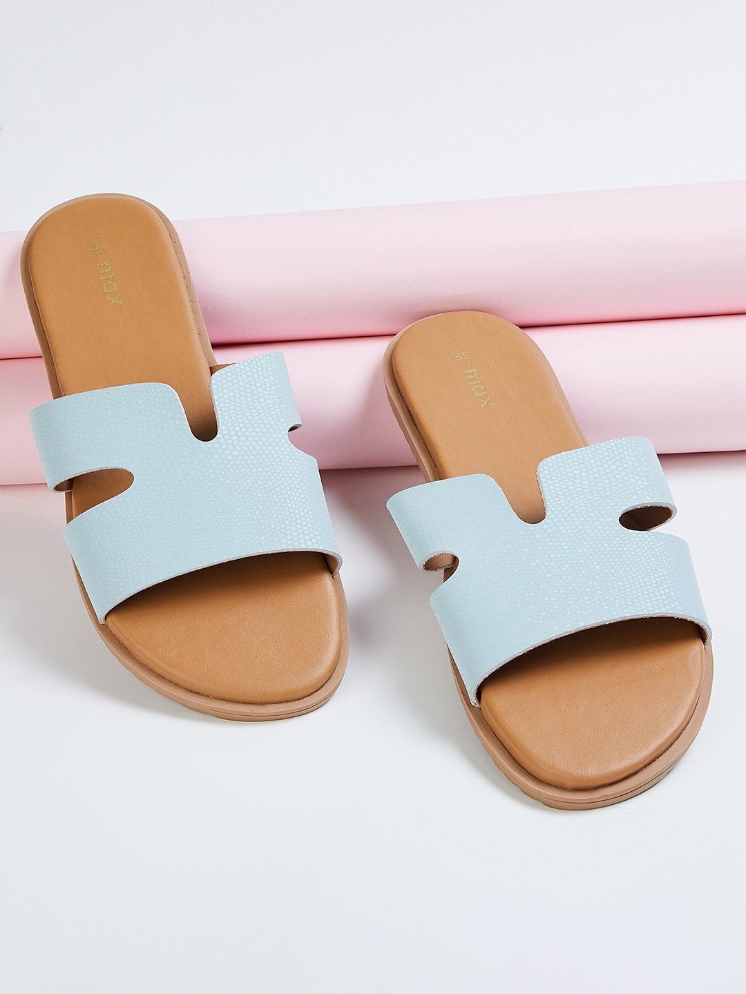 

max Cut Out Detail Open Toe Flats, Blue