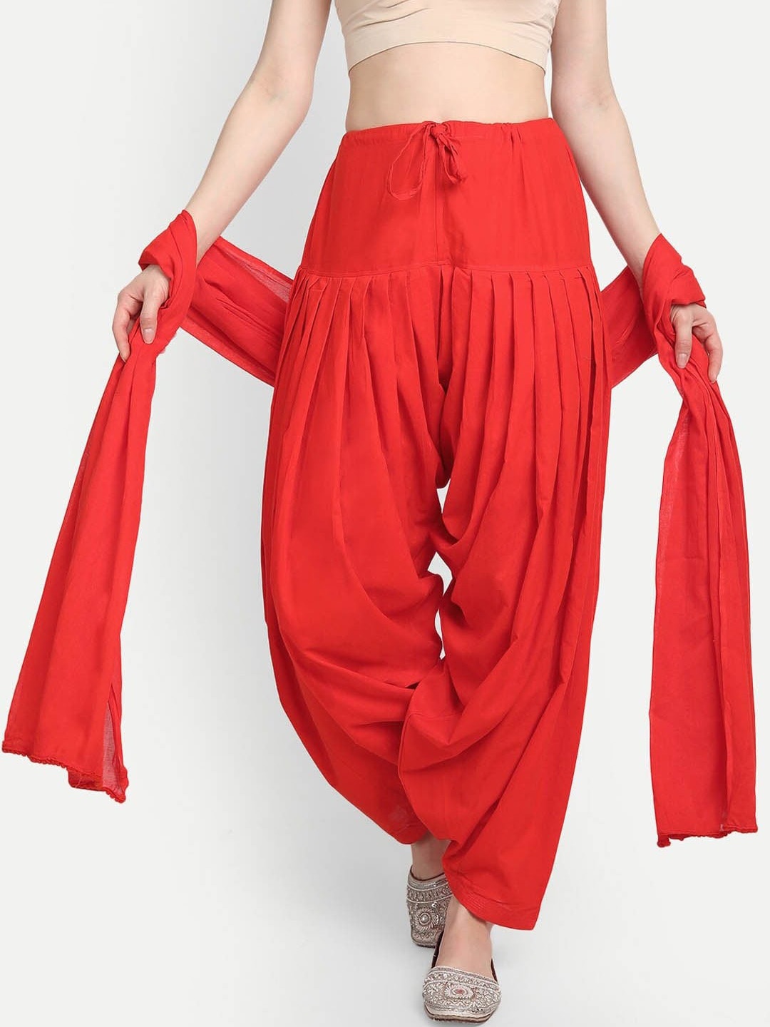 SUTI Women Mid-Rise Cotton Loose-Fit Pure Cotton Patiala With Dupatta, Orange