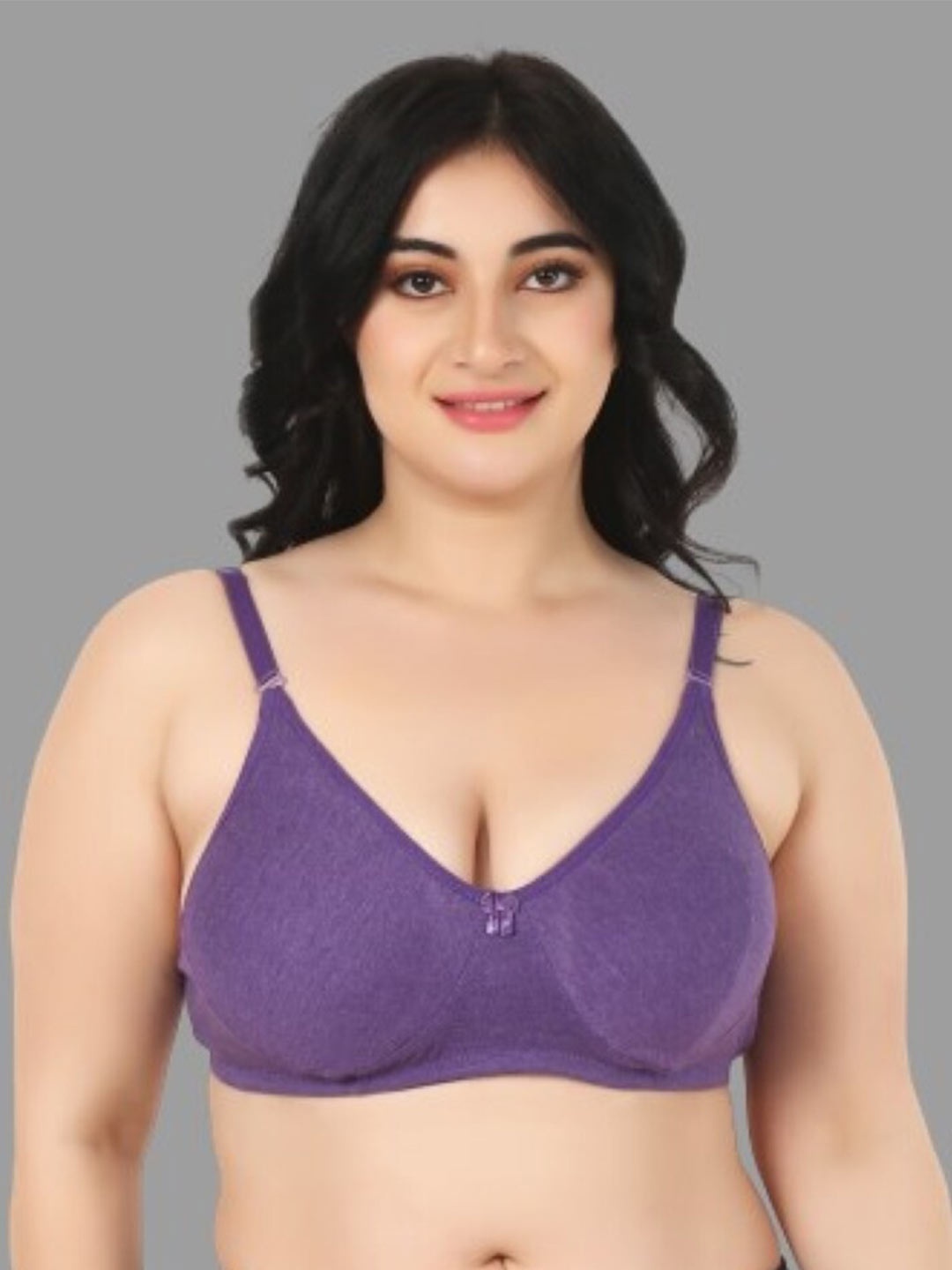 

FUNAHME Non Padded Non-Wired Full Coverage Everyday Bra With All Day Comfort, Violet