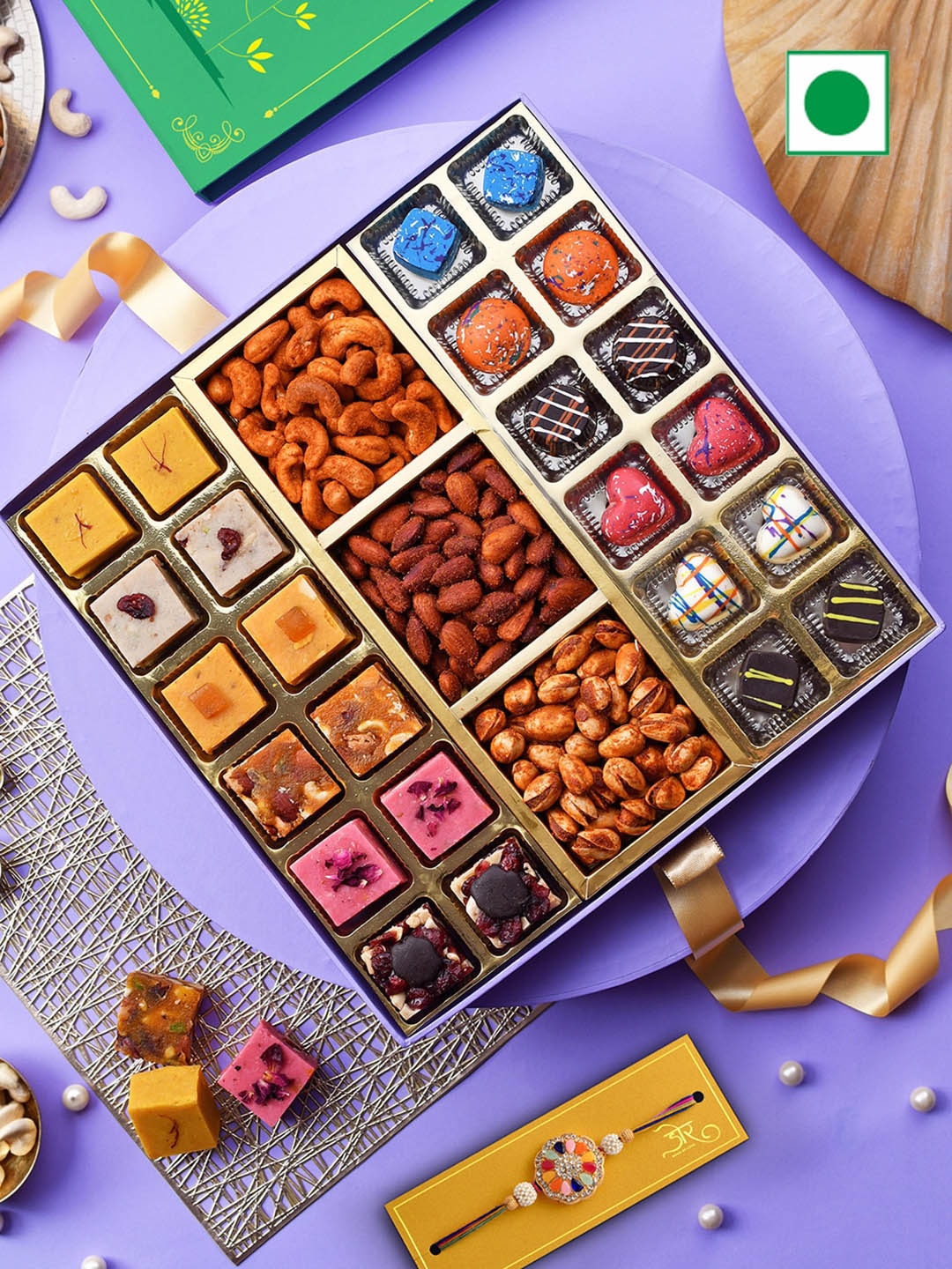 

RawFruit Fudge, Chocolate And Roasted Dry Fruit With Rakhi, Gold