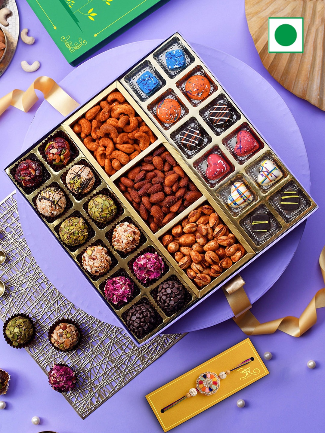 

RawFruit Laddu Chocolate & Roasted Dry Fruit with Rakhi, Red
