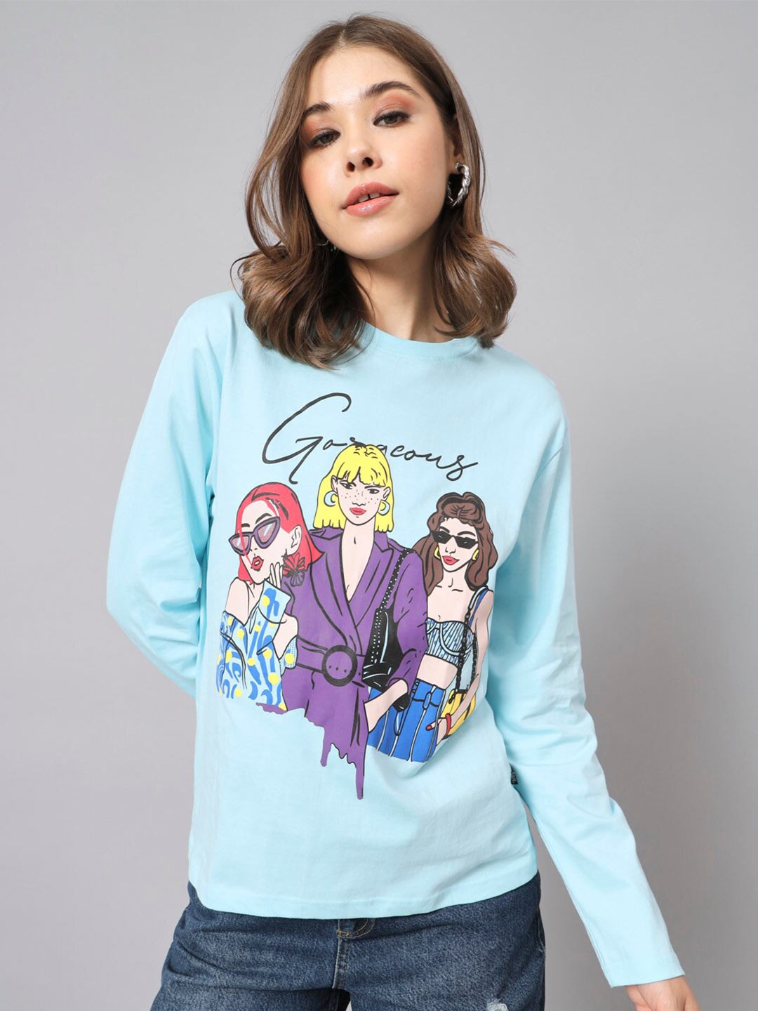 

The Dry State Blue Graphic Printed Loose Fit Cotton Casual T-shirt