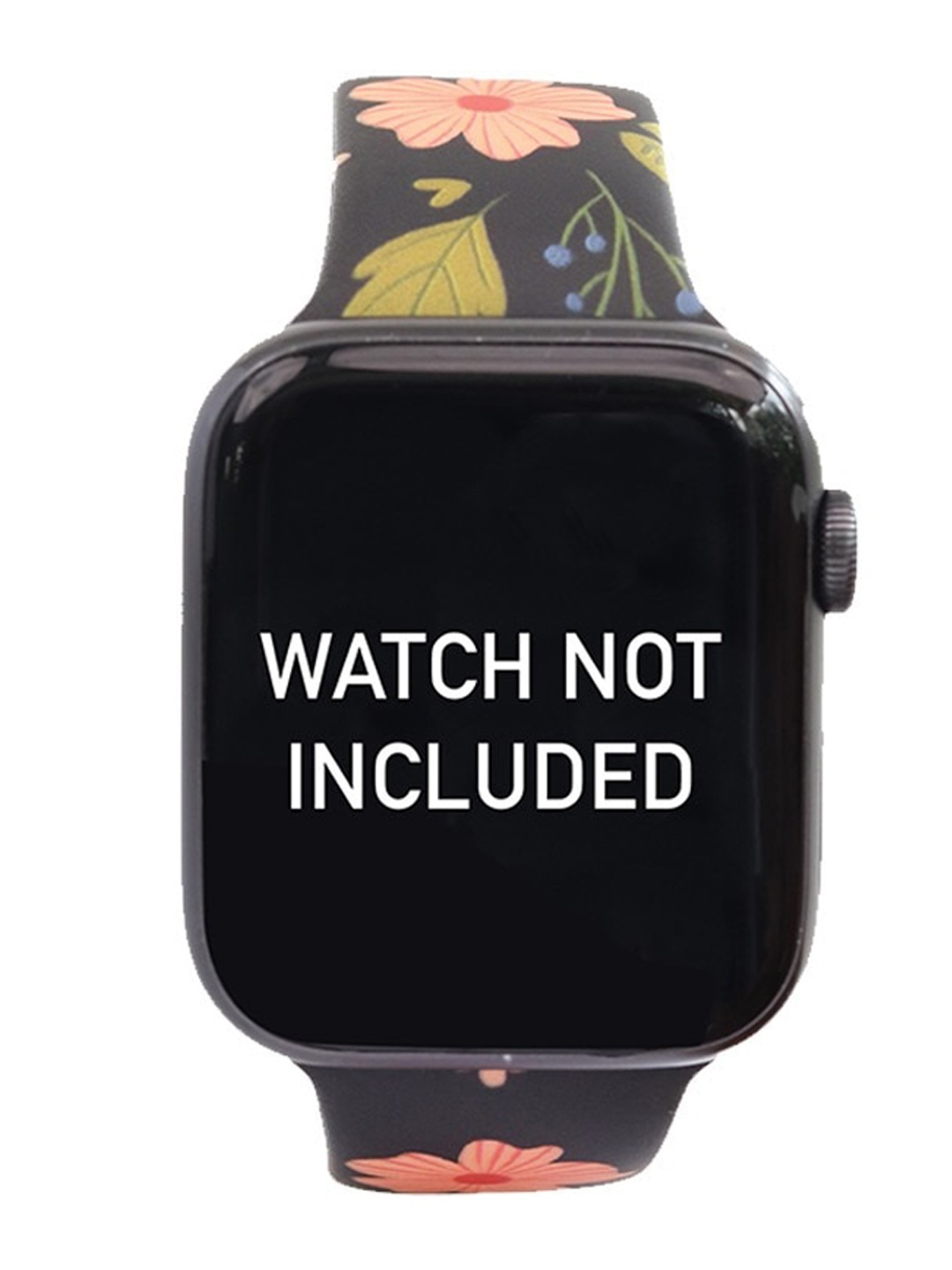 

happywagon Printed Silicone Smartwatch Strap, Black