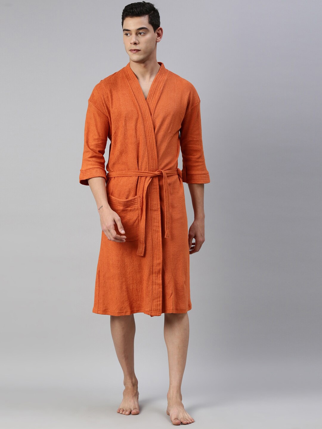 GOLDSTROMS Men Cotton Bath Robe, Rust