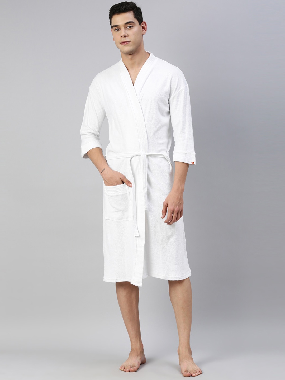 

GOLDSTROMS Knee-Length Cotton Bath Robe, White