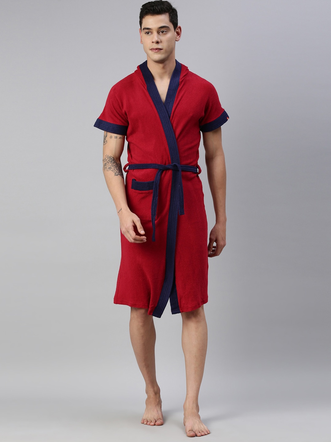 GOLDSTROMS Cotton Hooded Bath Robe, Red