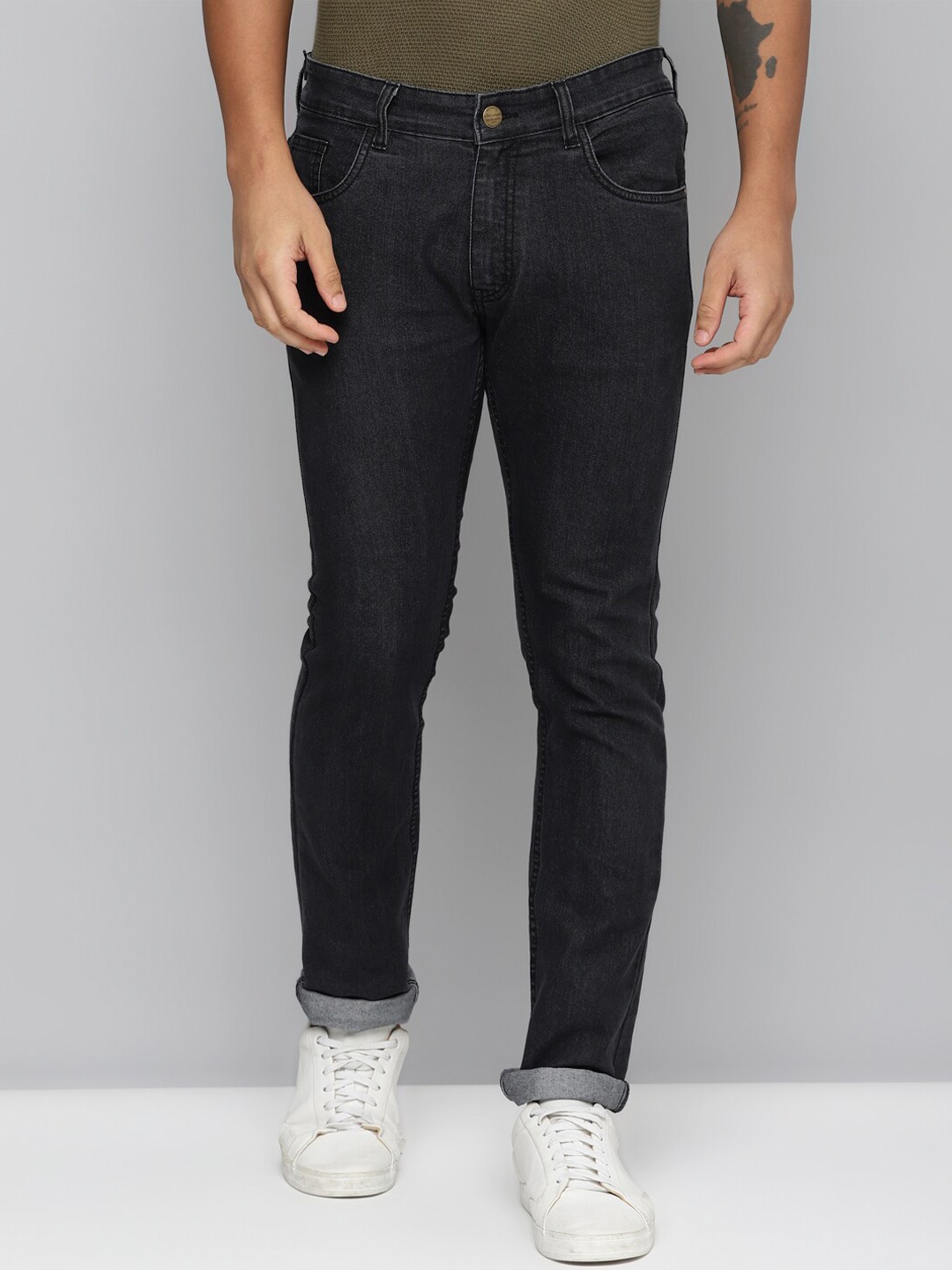

Allen Cooper Men Relaxed Comfort Fit Clean Look Stretchable Jeans, Black