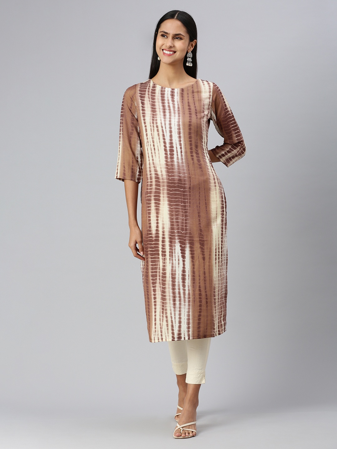 

HRITIKA Women Printed Kurta, Brown
