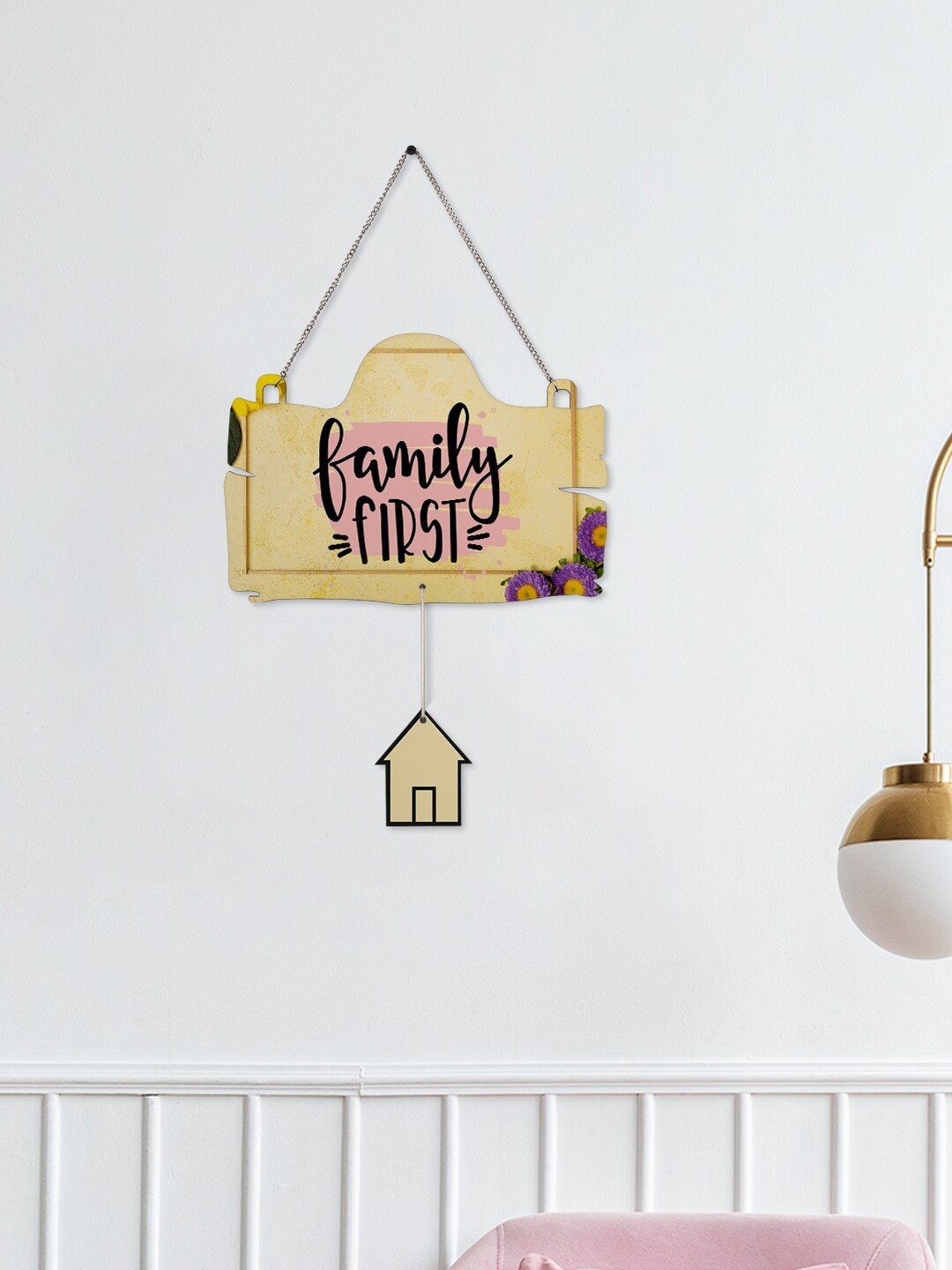 

Crazy Corner Beige & Black Family First Stylish Text Printed Wall Hanging