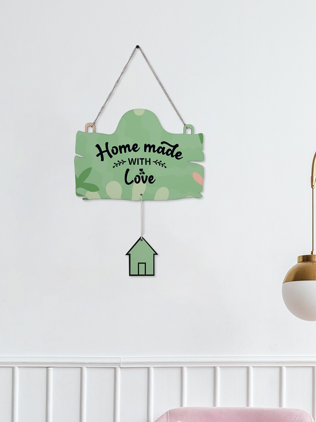 

Crazy Corner Green & Black Printed Home Made With Love Wooden Wall Decor