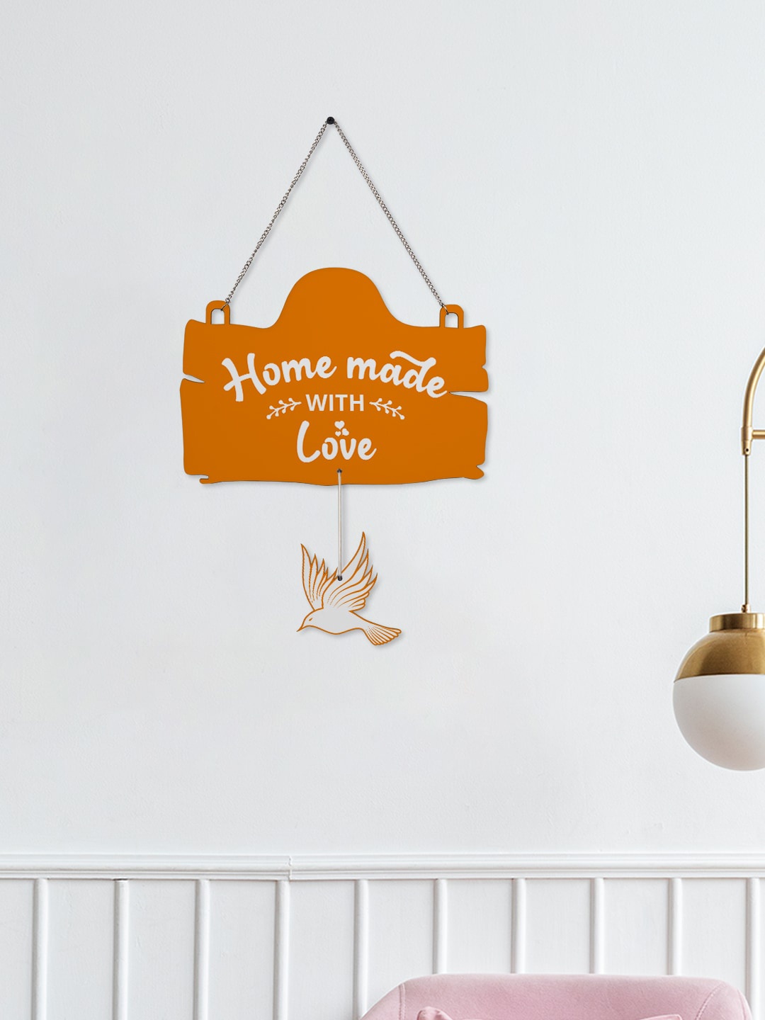 

Crazy Corner Orange & White Made With Love Printed Wall Hanging