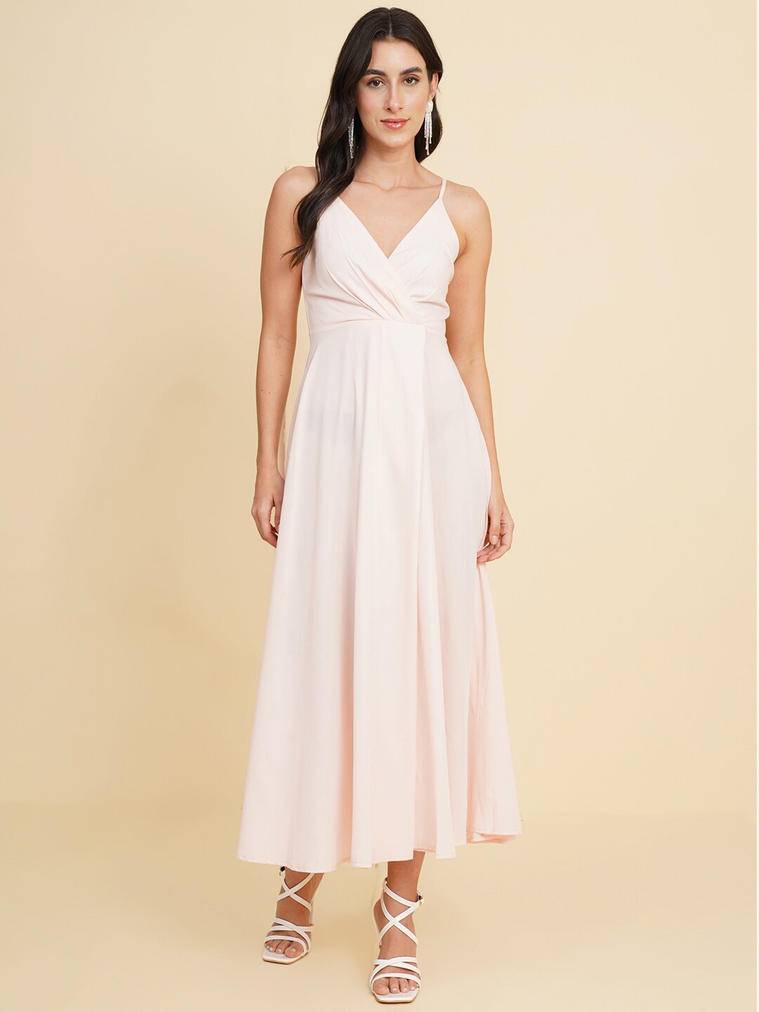 

HOUSE OF KKARMA Shoulder Straps Fit & Flare Dress, Pink