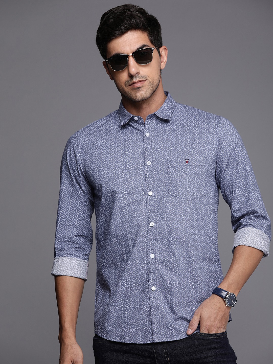 

Louis Philippe Jeans Men Slim Fit Opaque Printed Casual Shirt, Black