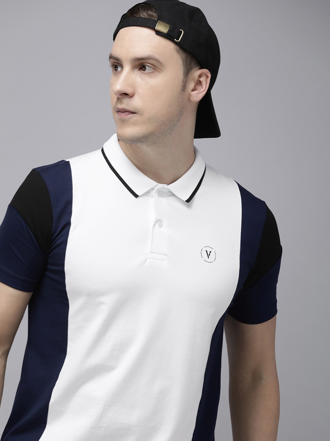 

Van Heusen Flex Men Colourblocked Polo Collar T-shirt, White