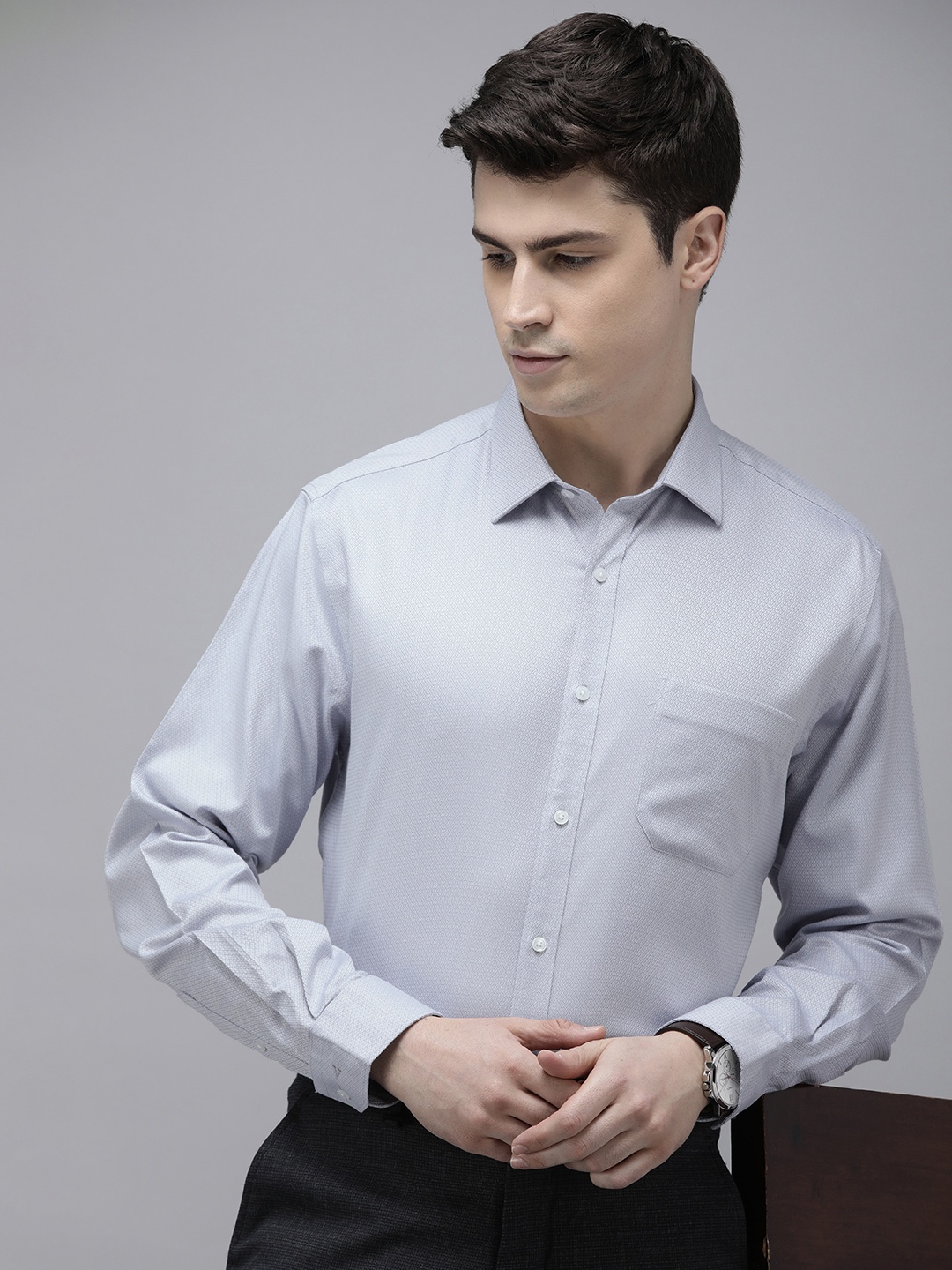 

Van Heusen Men Opaque Cotton Formal Shirt, Grey