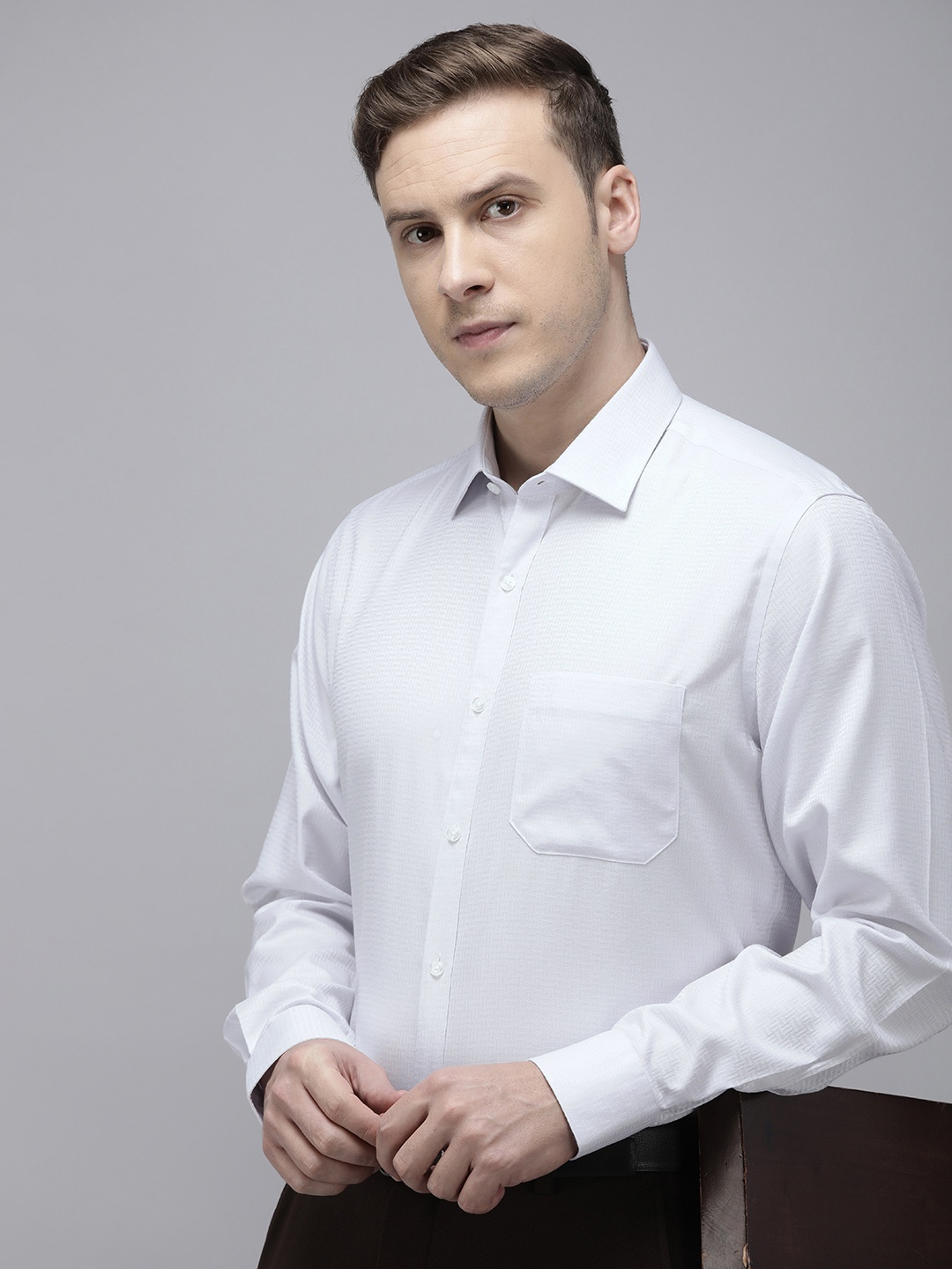 

Van Heusen Men Opaque Cotton Formal Shirt, Grey