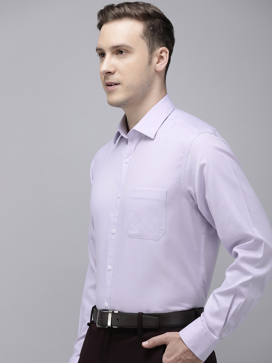 

Van Heusen Men Opaque Cotton Formal Shirt, Lavender