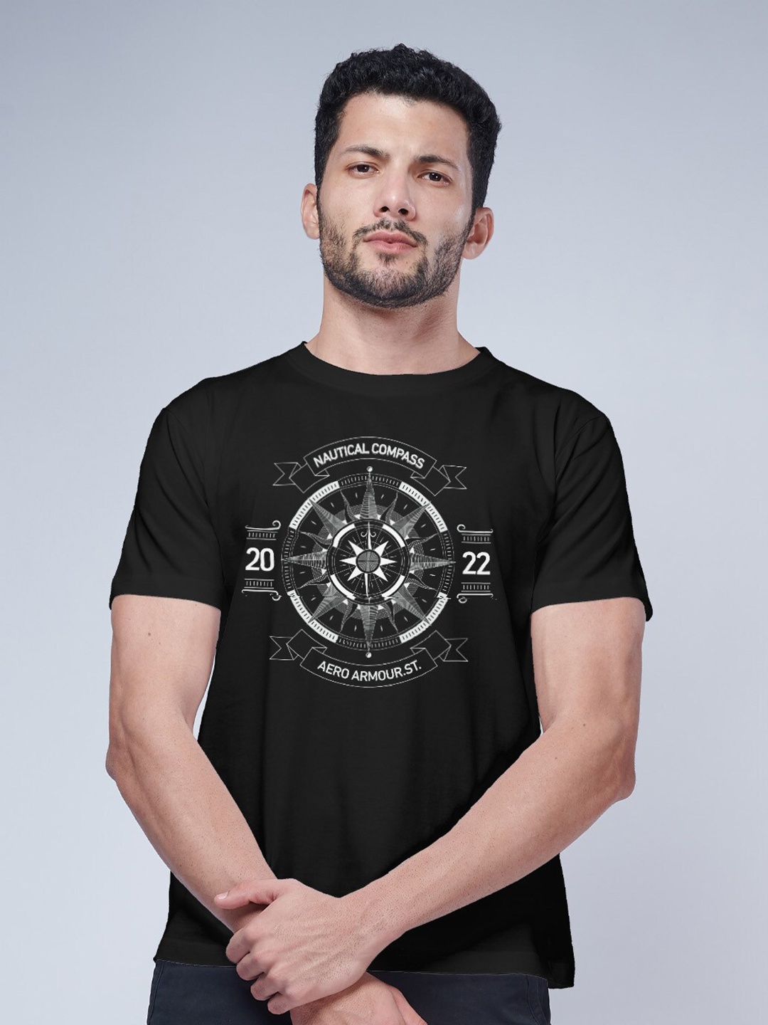 

Aero Armour Graphic Printed Pure Cotton T-Shirt, Black