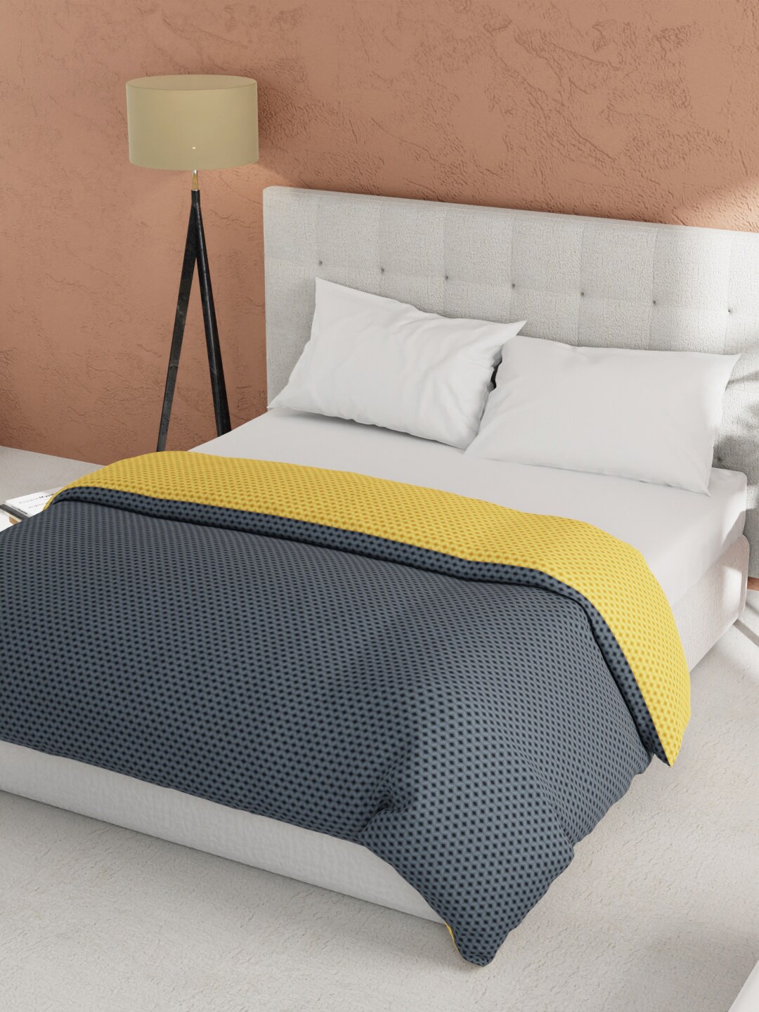 

BIANCA Grey & Yellow Geometric Microfiber AC Room 150 GSM Single Bed Comforter