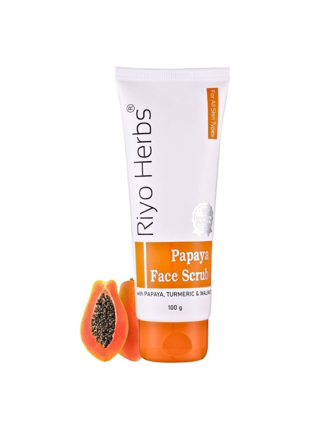 

Riyo Herbs Papaya Face Scrub with Turmeric & Walnut - 100 g, White
