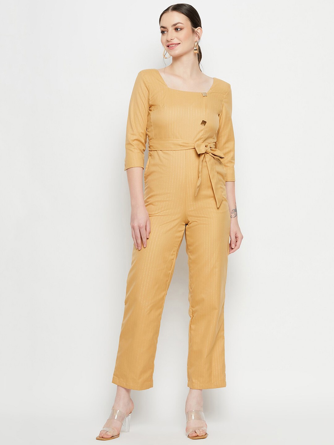 

Madame Striped Basic Jumpsuit, Mustard