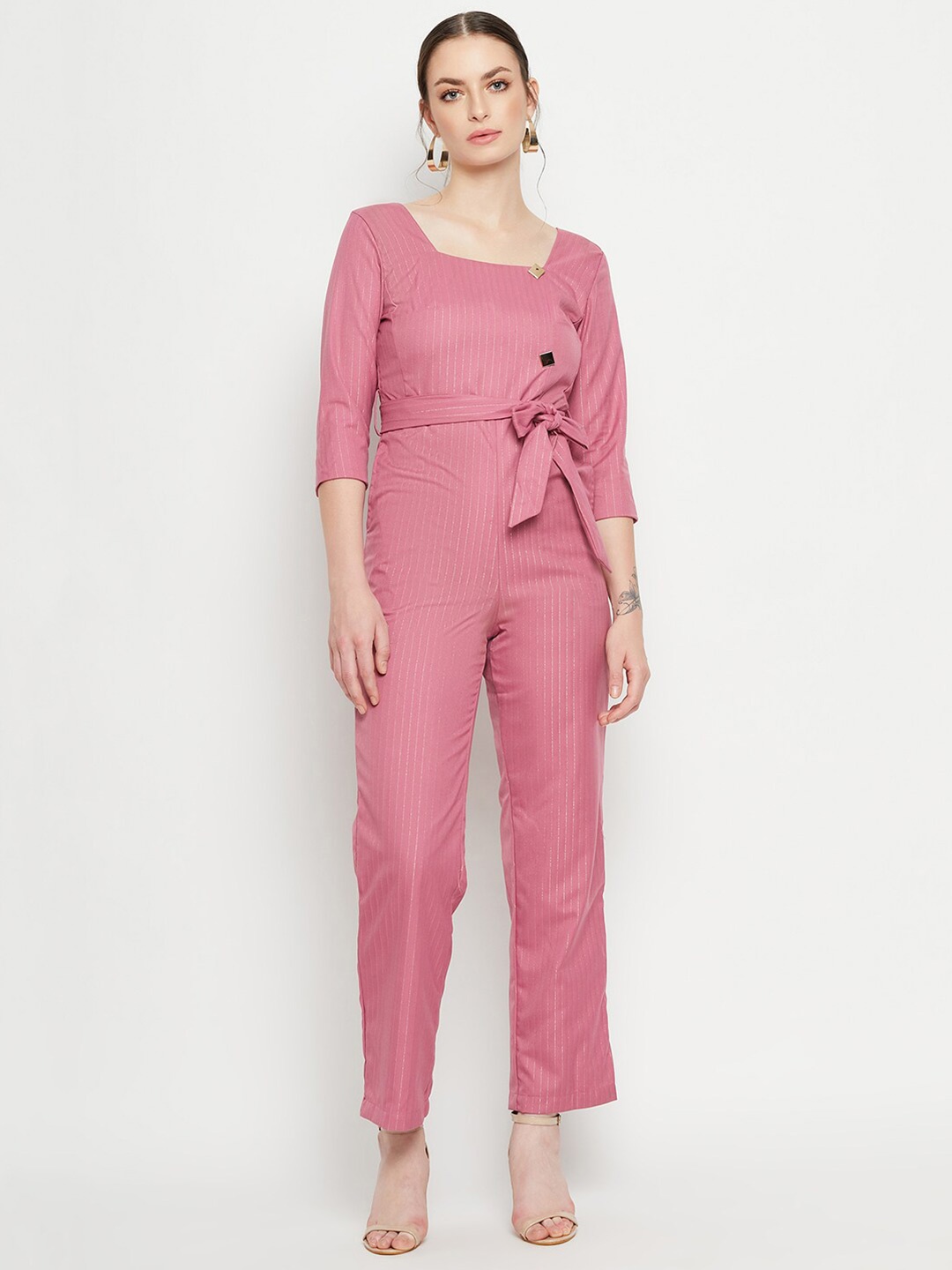 

Madame Striped Basic Jumpsuit, Pink