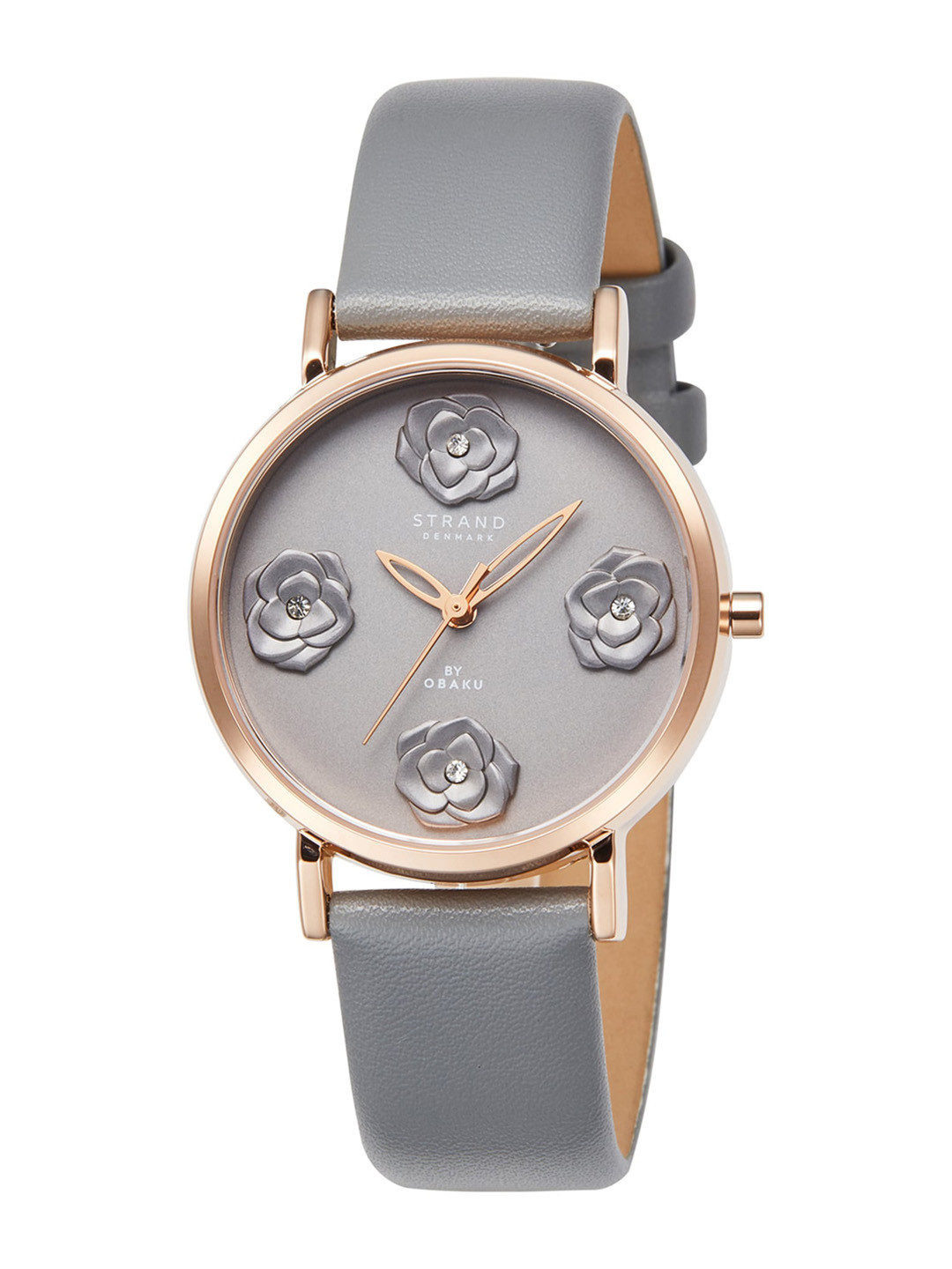 

STRAND BY OBAKU Women Brass Embellished Dial & Leather Straps Analogue Watch S733LXVJVJ, Grey