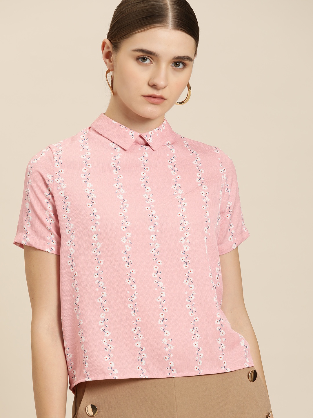 

her by invictus Floral Print Shirt Style Top, Pink