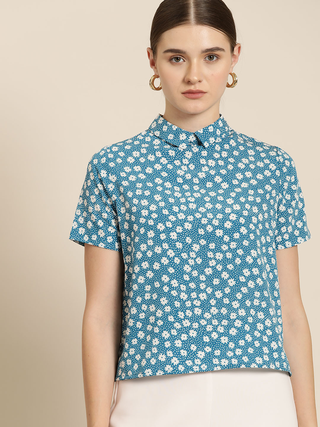 

her by invictus Floral Print Shirt Style Top, Blue