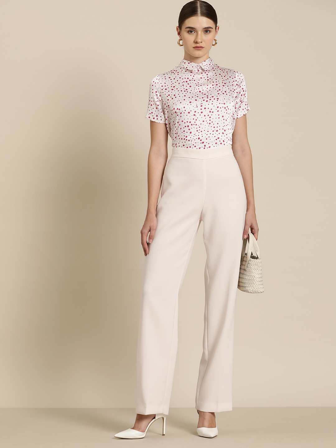 

her by invictus Floral Print Shirt Style Top, White