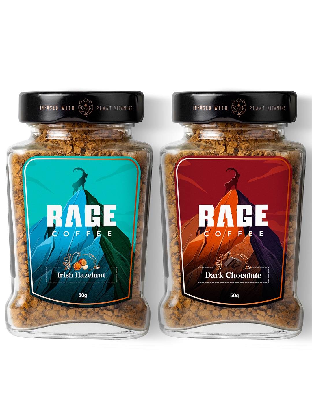 

Rage Coffee Set Of 2 Irish Hazelnut & Dark Chocolate Flavoured Coffees-50gms Each, Brown