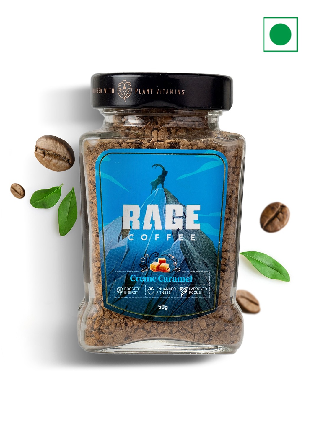 

Rage Coffee Creme Caramel Flavour Premium Arabica Instant Coffee-50 gms, Brown