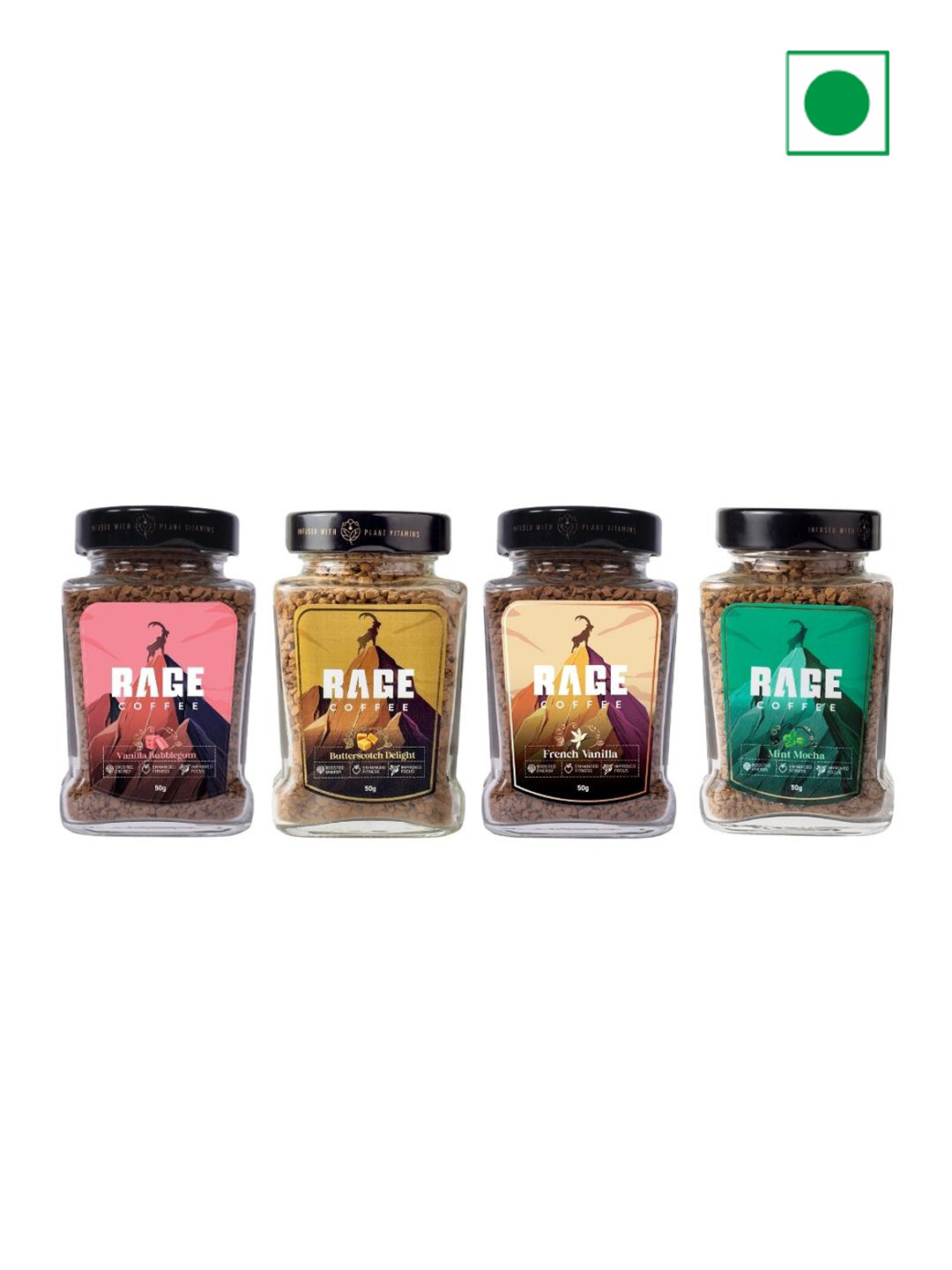 

Rage Coffee Set Of 4 Vanilla Bubblegum, Mint Mocha & French Vanilla Coffee Gift Set, Brown