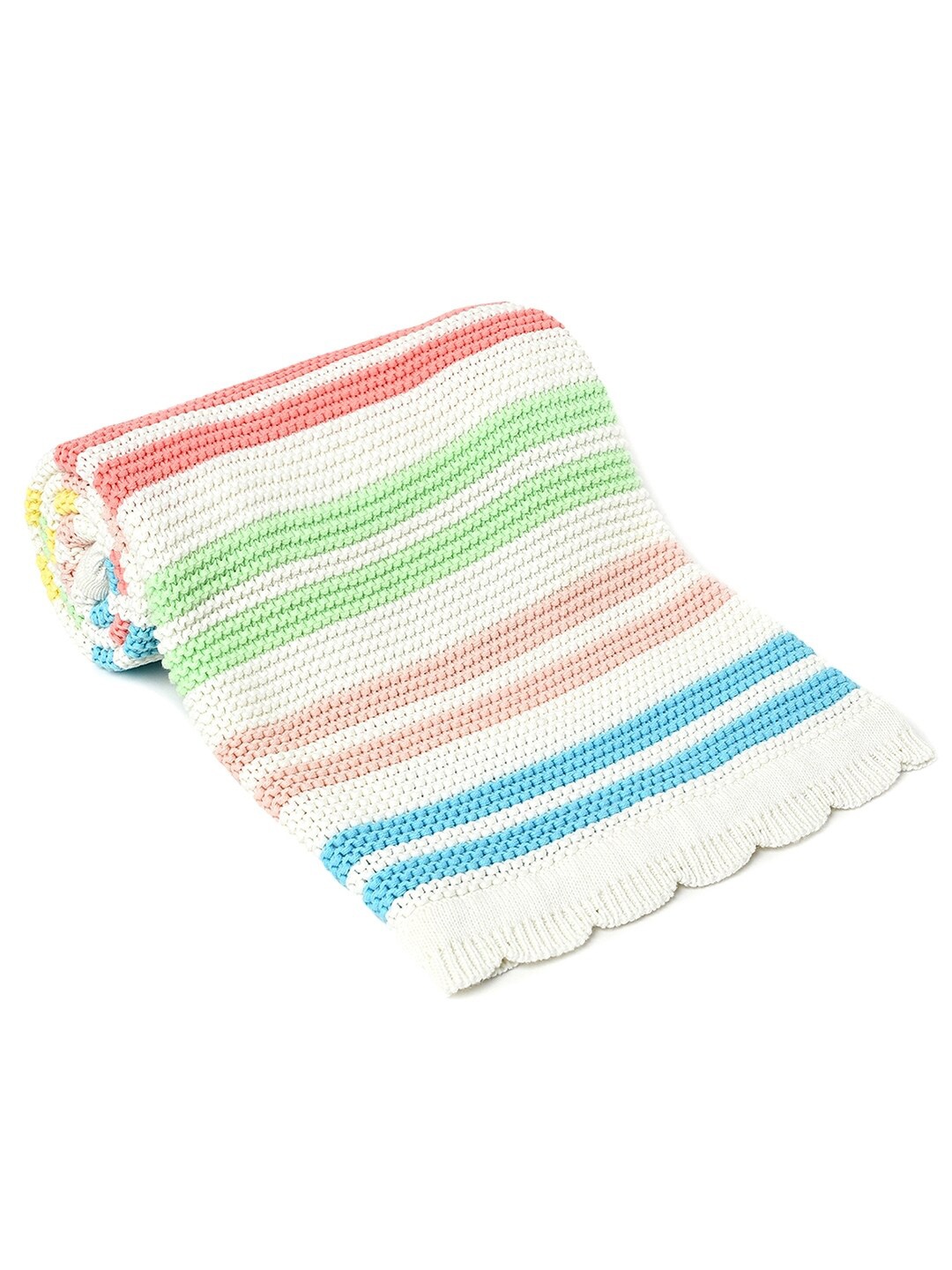 

MiArcus White & Yellow Striped Mild Winter 210 GSM Single Bed Blanket